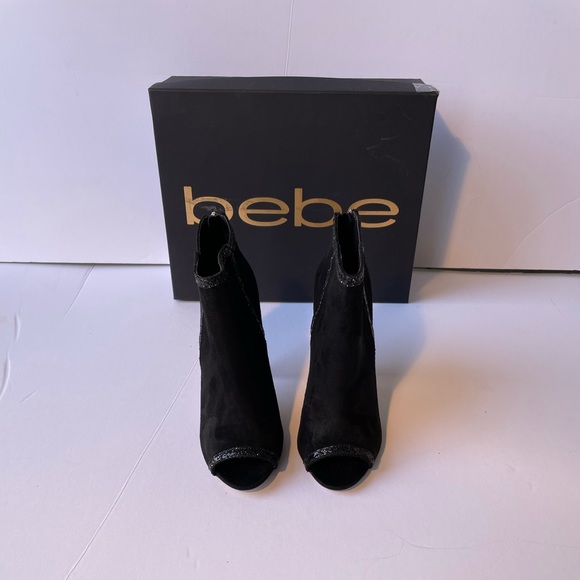 BNIB bebe Adalyyn Suede Peep Toe Booties - Picture 2 of 10